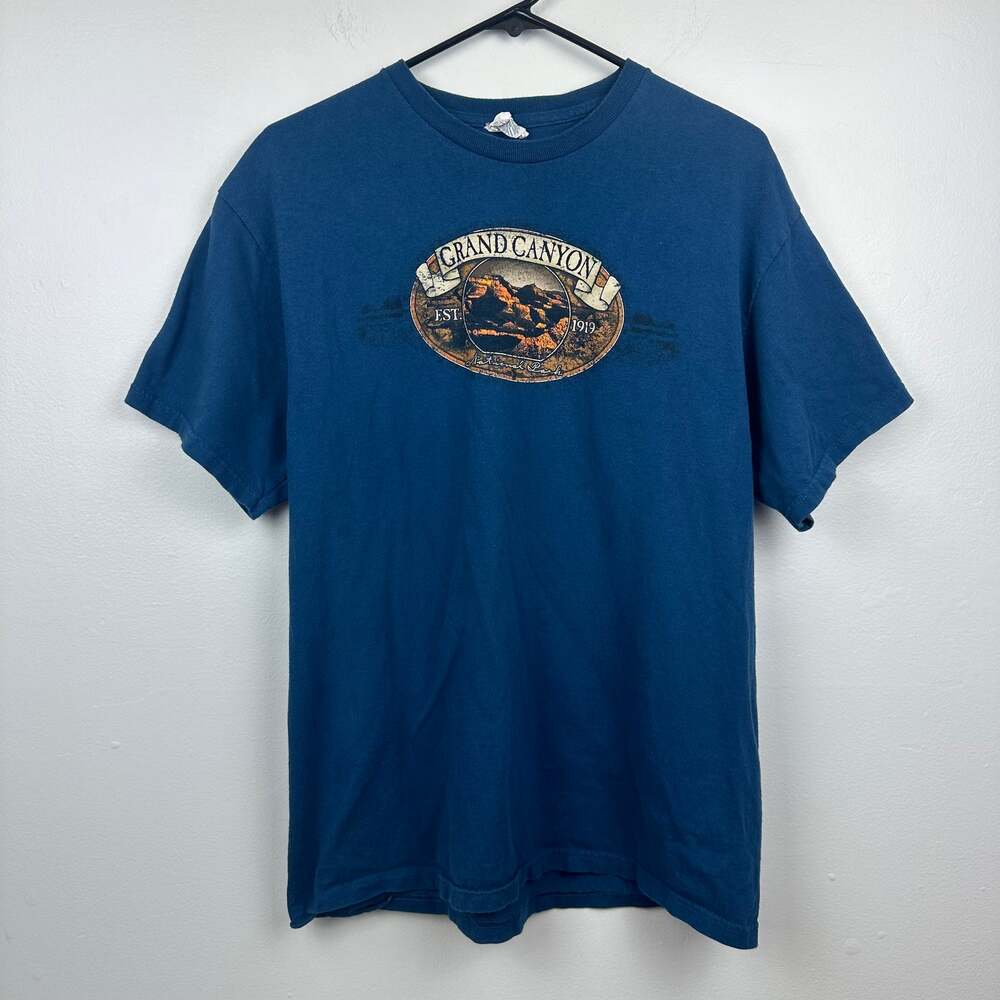 Delta Pro Weight Grand Canyon Graphic 100% Cotton Crewneck Blue T-Shirt Large